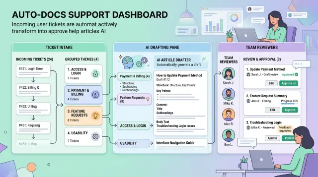 AI support documentation workflow from tickets to product docs