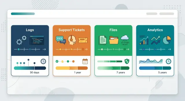 Data retention by record type for enterprise startups