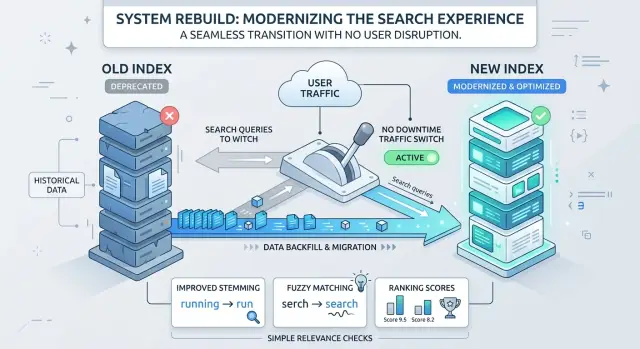 Search index rebuilds that avoid drift after schema changes