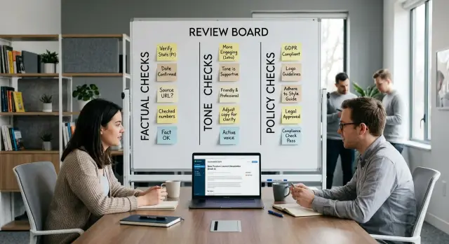 AI output review rules for faster customer copy checks