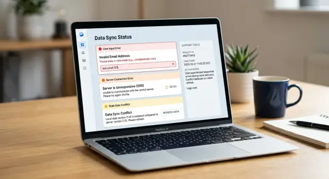 Front-end error handling that helps support fix issues