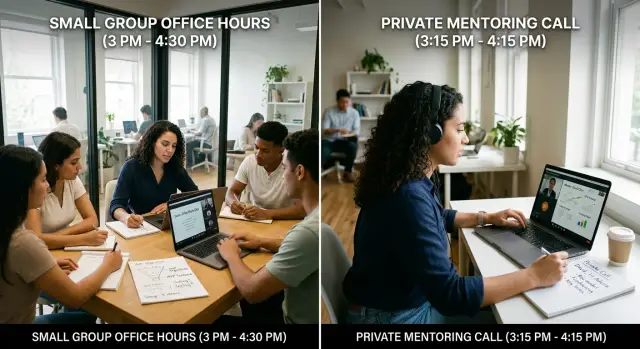 Group office hours vs private mentoring for founders