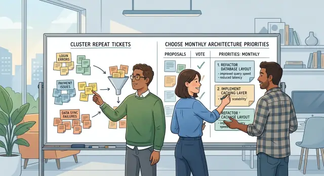 Support tickets to architecture priorities every month