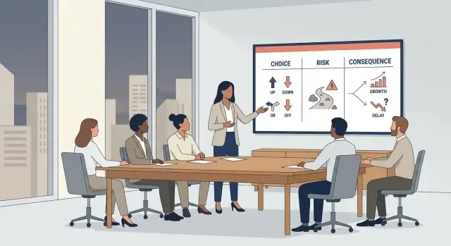 Technology board deck: show choices, risks, consequences