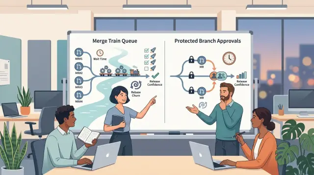 GitLab merge trains vs protected branches in practice