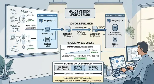 Postgres major version upgrade with logical replication