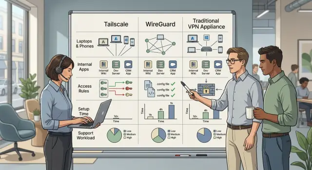 Tailscale vs WireGuard vs VPN appliance for small teams