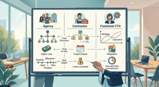 Agency vs contractor vs fractional CTO: what fits when